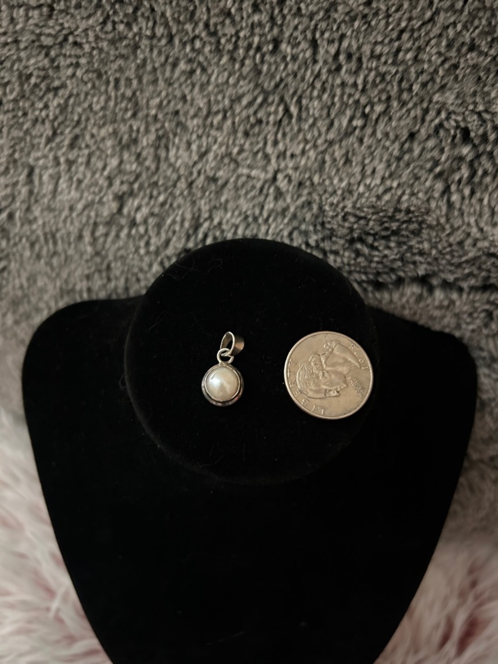 Vintage 925 Sterling Silver White Pearl Pendant Charm